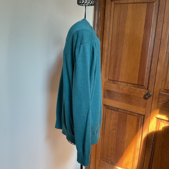 Brooks brothers Supima® Cotton V-Neck Sweater, Teal,Large - Picture 2 of 4